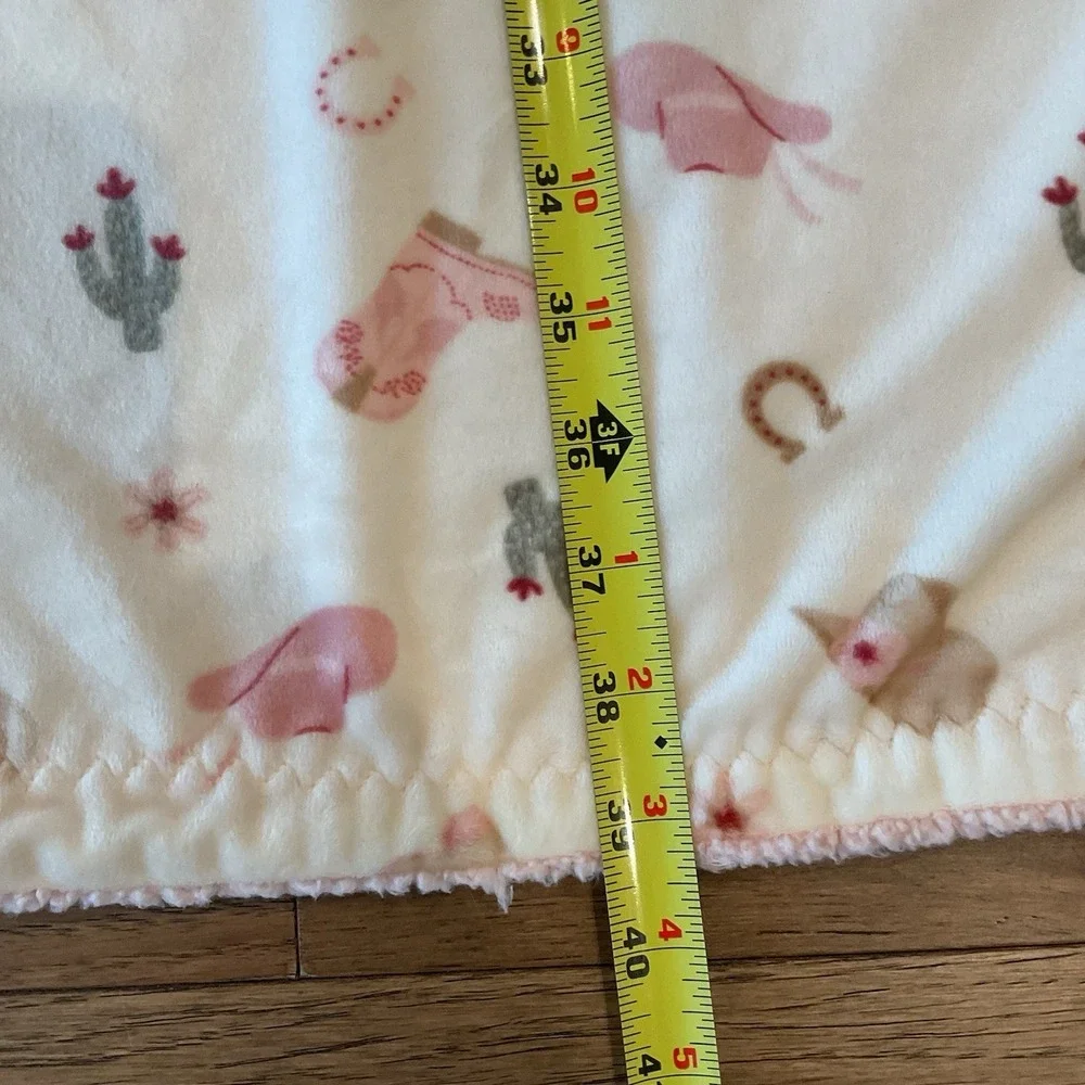 Baby Starters Girls Cowgirl Blanket Pink Western Reversible Boots Hat 30 X 40